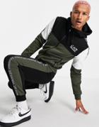 Armani Ea7 Train Athletic Color Block Zip Up Hooded Fleece Tracksuit In Gray-grey