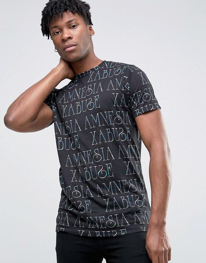 Abuze London X Amnesia Allover Traditional Print T-shirt - Black