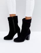 New Look Slouch Mid Calf Heeled Boot - Black
