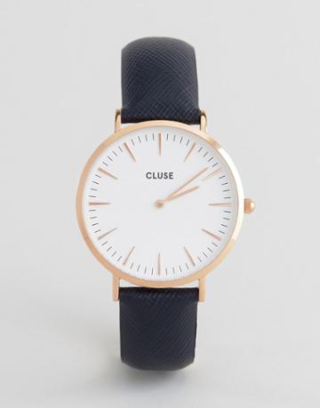 Cluse La Boheme Rose Gold & Midnight Blue Leather Watch Cl18029 - Gold