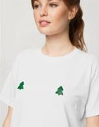Miss Selfridge Christmas Tree Graphic T-shirt In White
