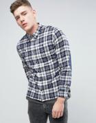 Pepe Yank Regular Fit Shirt Bay Check Elbow Patches - Blue