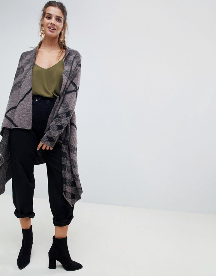 Qed London Knitted Cape - Brown