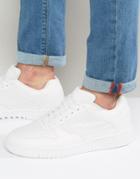 Pull & Bear Faux Leather Sneakers In White - White