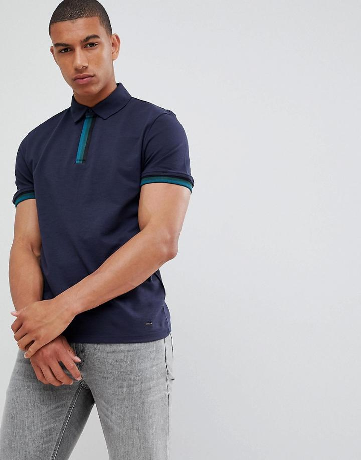 Boss Paxto Tipping Polo Shirt In Navy - Navy