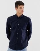 French Connection Slim Fit Long Sleeve Linen Shirt-navy