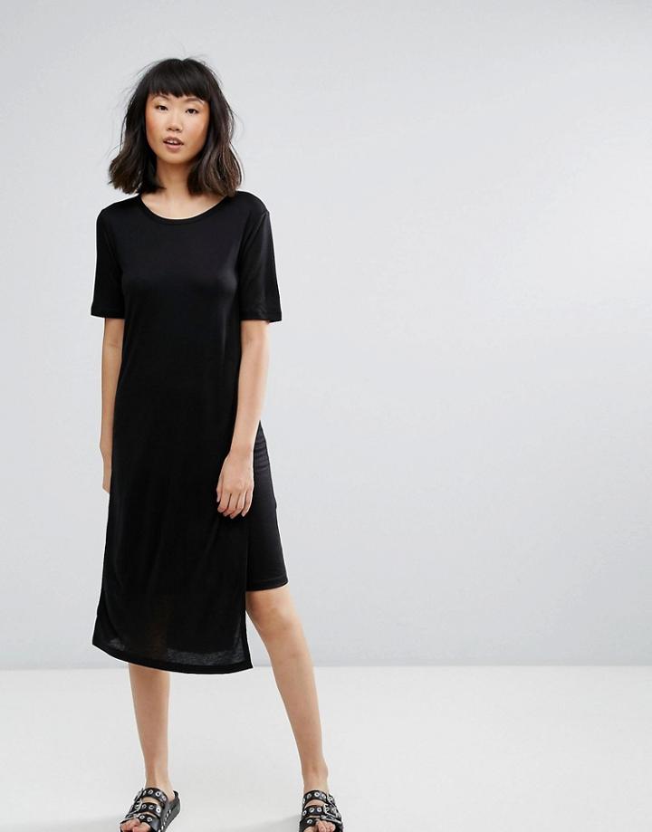 Moss Copenhagen Asymmetric T-shirt Dress - Black