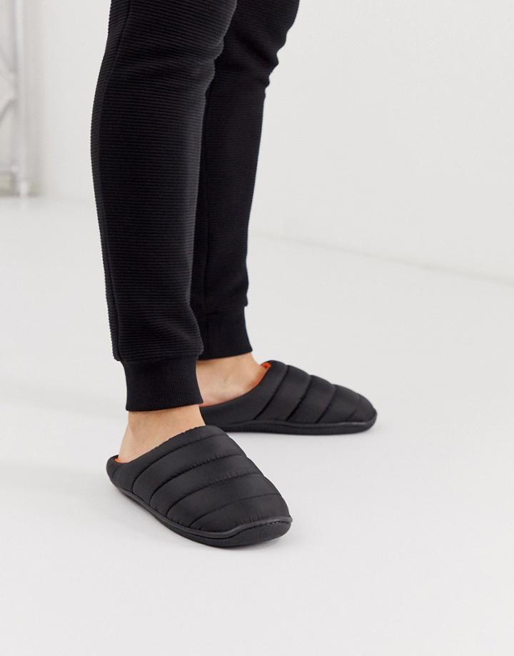 Asos Design Puffer Slipper In Black