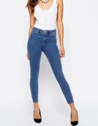 Asos Ridley High Waist Skinny Jeans In Pretty Mid Wash - Midwash Blue