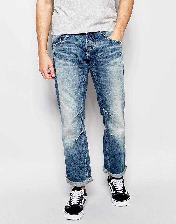 Jack & Jones Authentic Wash Jeans In Loose Fit - Mid Blue