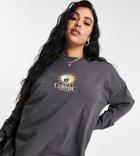 Asos Design Curve Oversized T-shirt With Cosmic Healing Print In Charcoal-grey