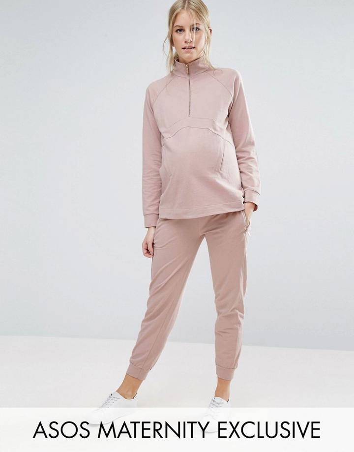 Asos Maternity Lounge Contrast Panel Jogger - Pink