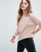 New Look Cut Out Shoulder Long Sleeve Top - Pink