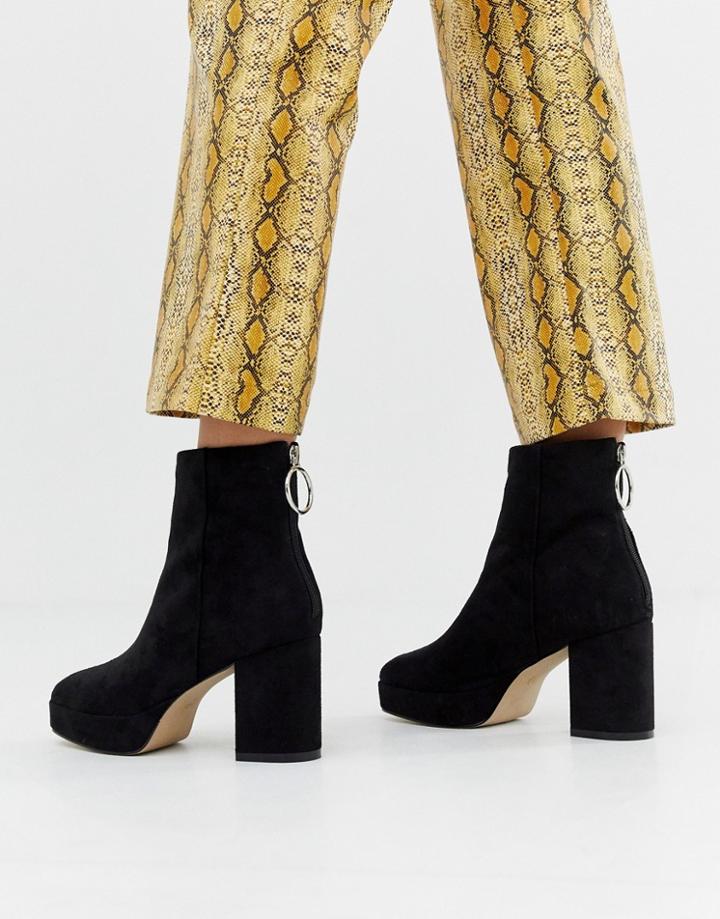 Lamoda Black Platform Zip Back Boots - Black