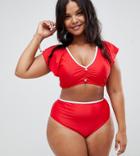 Unique21 Hero Polka Dot Bikini With Frill Detail - Red