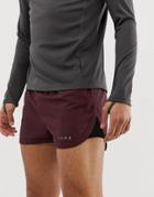Asos 4505 Running Shorts In Short Length With Mesh Panel In Burgundy - Red
