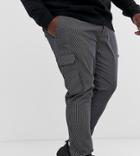 Asos Design Plus Skinny Cargo Pants In Grid Check - Black