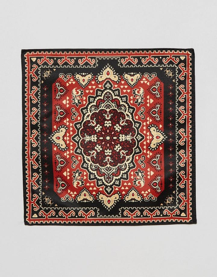 Asos Pocket Square In Paisley Design - Black