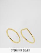 Asos Gold Plated Sterling Silver Pack Of 2 Shape Rings - Gold