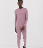 Asos Design Tall Tracksuit Muscle Sweatshirt/super Skinny Sweatpants In Dusty Purple - Purple