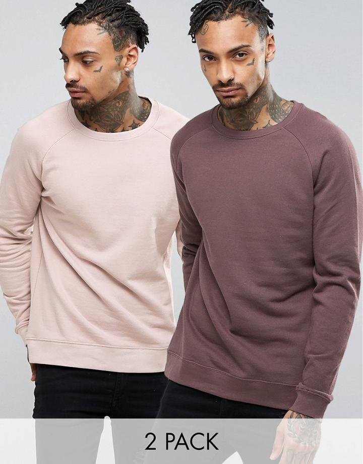 Asos Sweatshirt 2 Pack Brown/pink Save - Multi