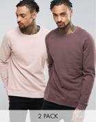 Asos Sweatshirt 2 Pack Brown/pink Save - Multi