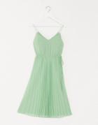 Asos Design Pleated Cami Midi Dress With Drawstring Waist In Sage Green