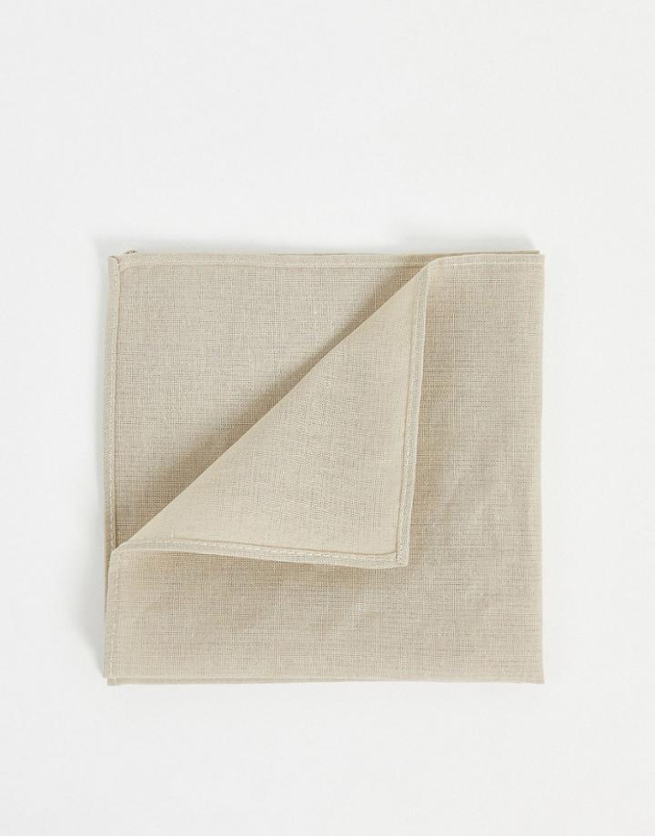 Gianni Feraud Linen Pocket Square In Cream-neutral