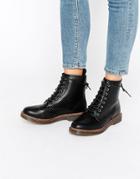 New Look Lace Up Ankle Biker Boots - Black