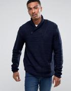 Bellfield Textured Shawl Collar Sweater - Navy