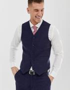 Asos Design Wedding Super Skinny Suit Vest In Blue Micro Check