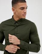 New Look Muscle Fit Oxford Shirt In Khaki