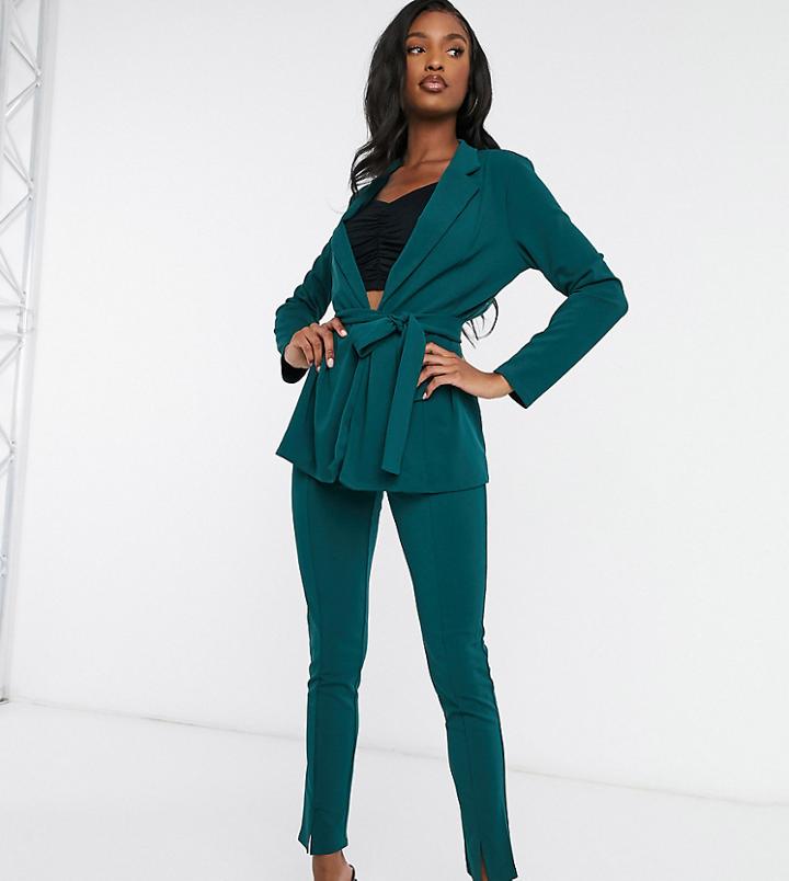 Asos Design Tall Jersey Slim Suit Pants In Forest Green