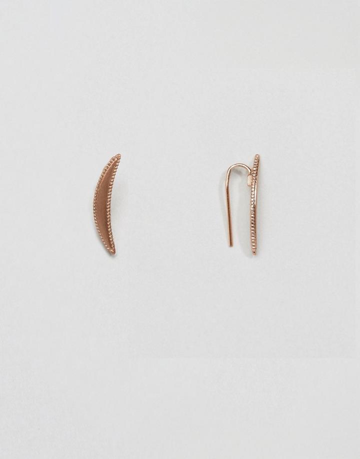Pilgrim Rose Gold Moon Shaped Earrings - Silver