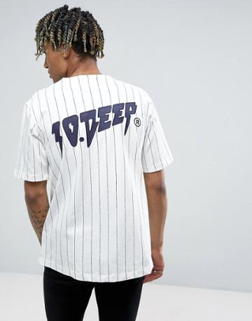 10.deep Striped Baseball T-shirt - White