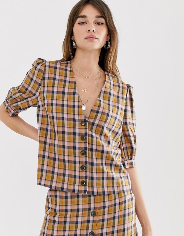 Gestuz Acie Check Button Through Shirt-multi
