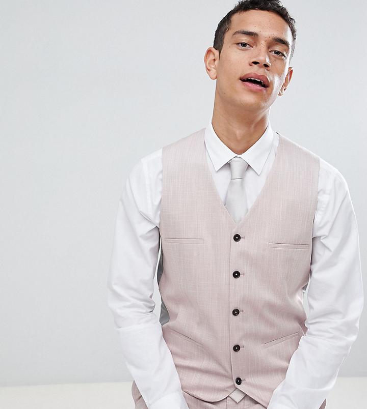 Noak Slim Wedding Vest In Crosshatch - Purple