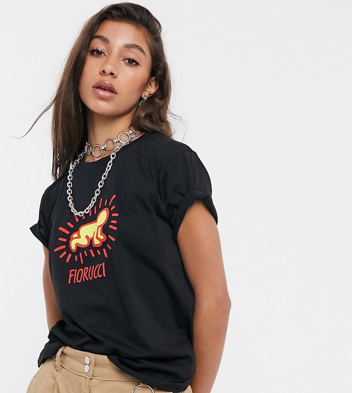 Fiorucci X Keith Haring Logo T Shirt In Black