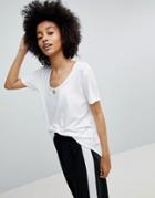 Asos T-shirt With Scoop Neck And Curved Hem - White