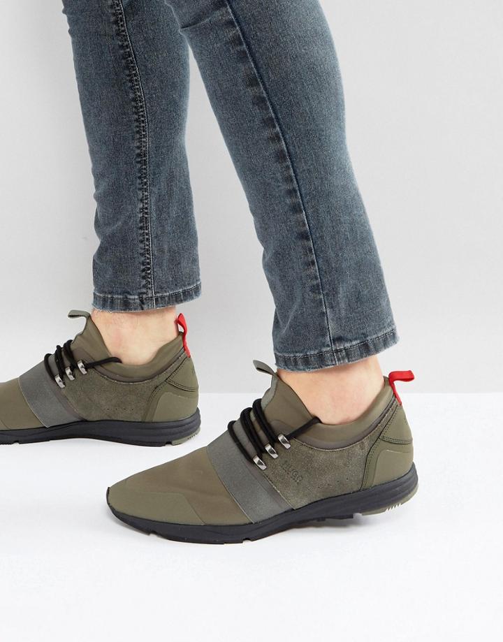Hugo By Hugo Boss Hybrid Knitted Sneakers In Khaki - Green