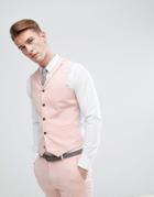 Asos Wedding Super Skinny Fit Suit Vest In Pale Peach - Pink