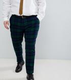 Asos Design Plus Wedding Super Skinny Suit Pants In Blackwatch Plaid Check - Green