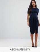 Asos Maternity Double Layer Textured Smart Dress - Navy