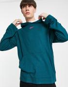 Reebok Hoodie With Pop Pink Logo In Dark Green