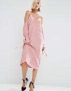 Asos White Silk Cami Dress With Sleeve Detail - Pink