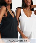 Asos Design Maternity Ultimate Organic Cotton Scoop Neck Vest 2 Pack Save-multi