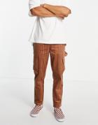 Asos Design Relaxed Skater Pants In Brown Cord