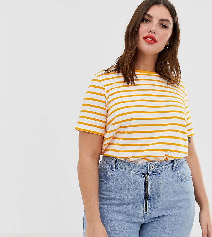 Asos Design Curve T-shirt With Crew Neck In Stripe - Multi