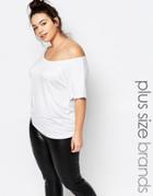 One Day Plus Off Shoulder Jersey Top - White