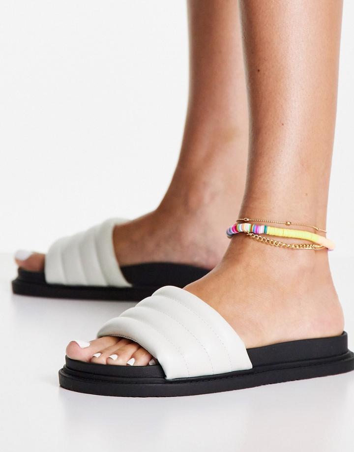 Truffle Collection Padded Slides In White